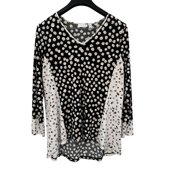 Susan Graver Tops - Susan Graver Liquid Knit Top Medium Tunic Hi-Lo Colorblock Printed Long Sleeve